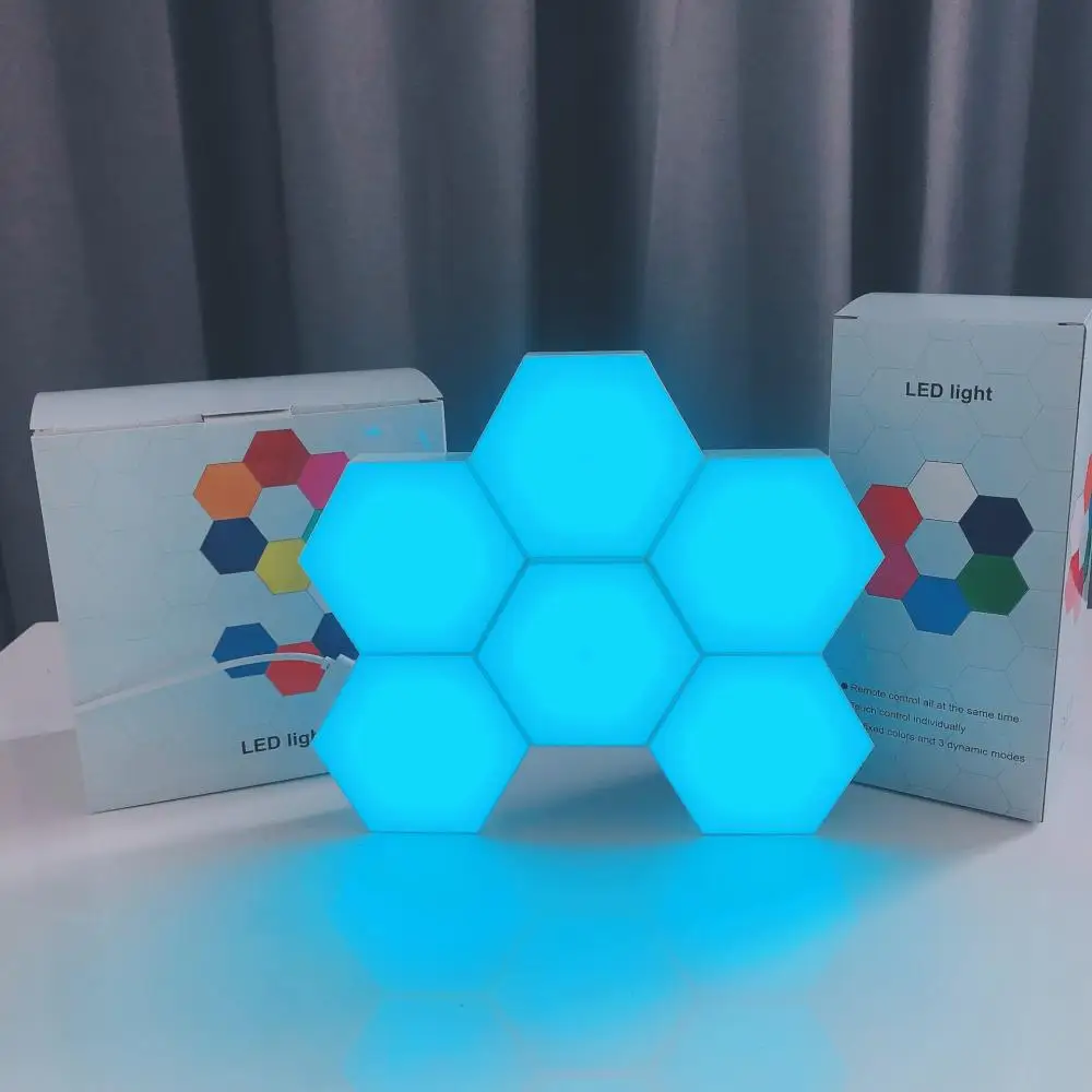 

LED RGB Quantum Lamp Hexagon Light DIY Wall Lamp Touch Sensor Colorful Honeycomb Lights Background Night Lights USB Modular Lamp