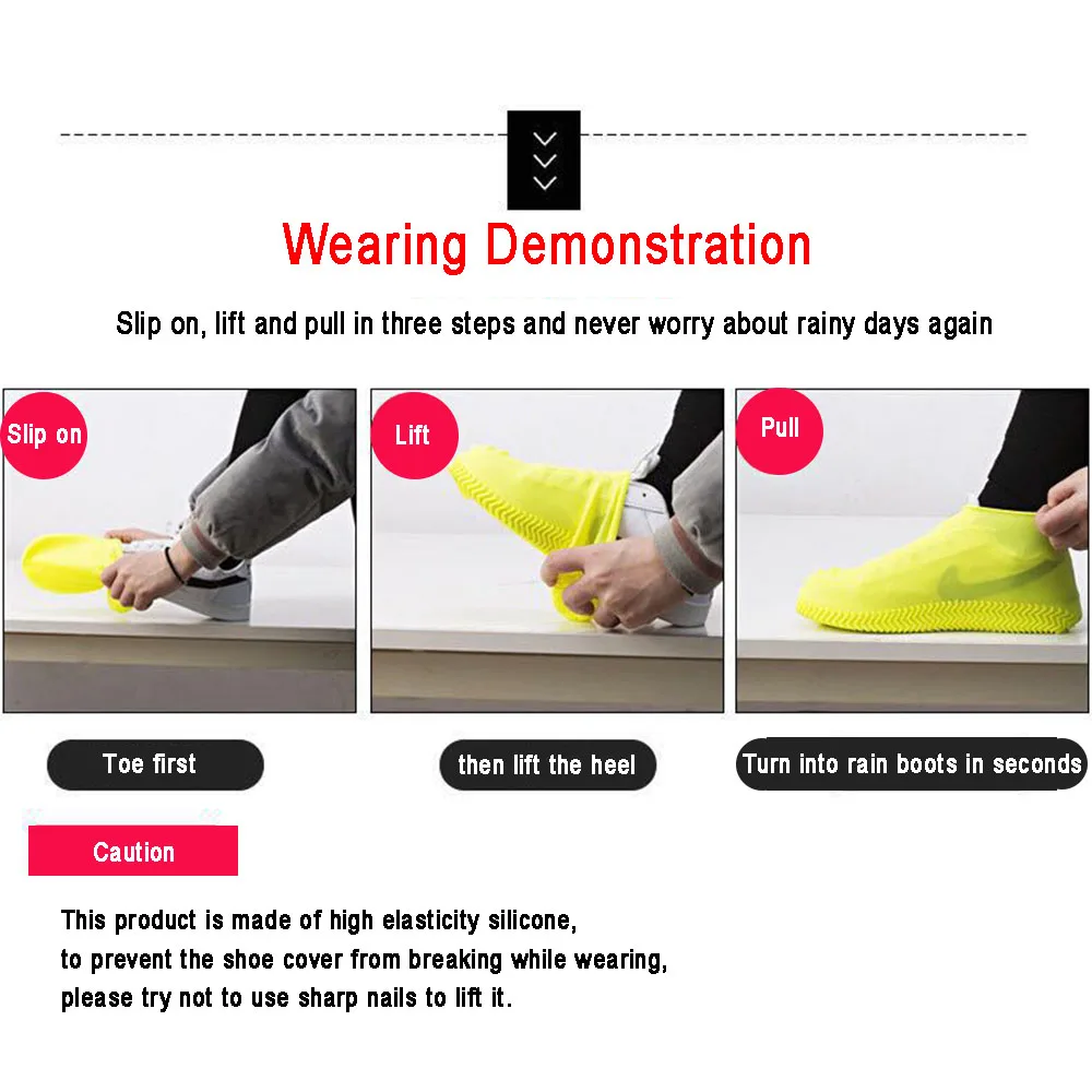 Shoe Covers Rain Boots Waterproof Silicone Rubber Sneakers Protector Foot Cycling