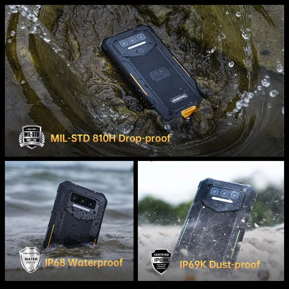 Oukitel WP23 Rugged Mobile Phone 6.52 Inch 4GB+64GB 13MP Rear Camera Android 13 Cellphone 10600mAh Battery Smartphones