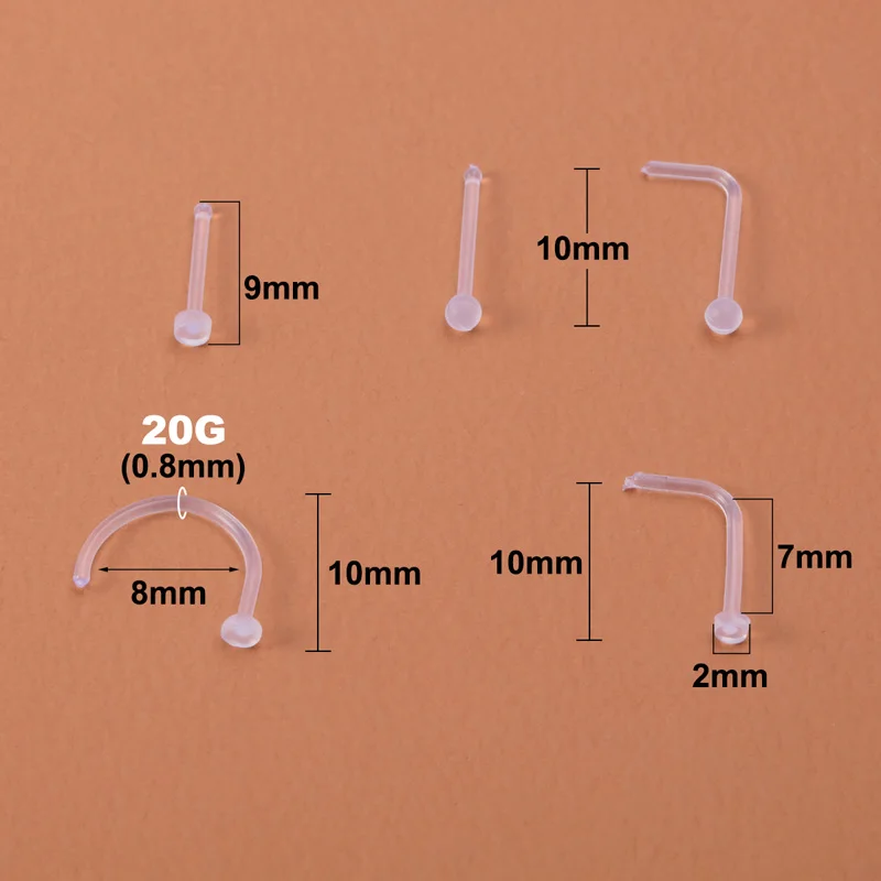 Flexible Acrylic Septum piercing near me - Set of 10, U-Shaped Nose