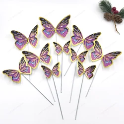 Elegant Gold & Pink Butterfly Cake Toppers - Birthday & Wedding Decor (10pcs Black Rose)