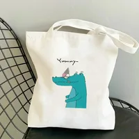 Cartoon Dinosaur Women Shoulder Bags Graphic Harajuku CanvasTote Handbag Large Capacity Shopper Bags No Zipper Eco Girl Handbags 2