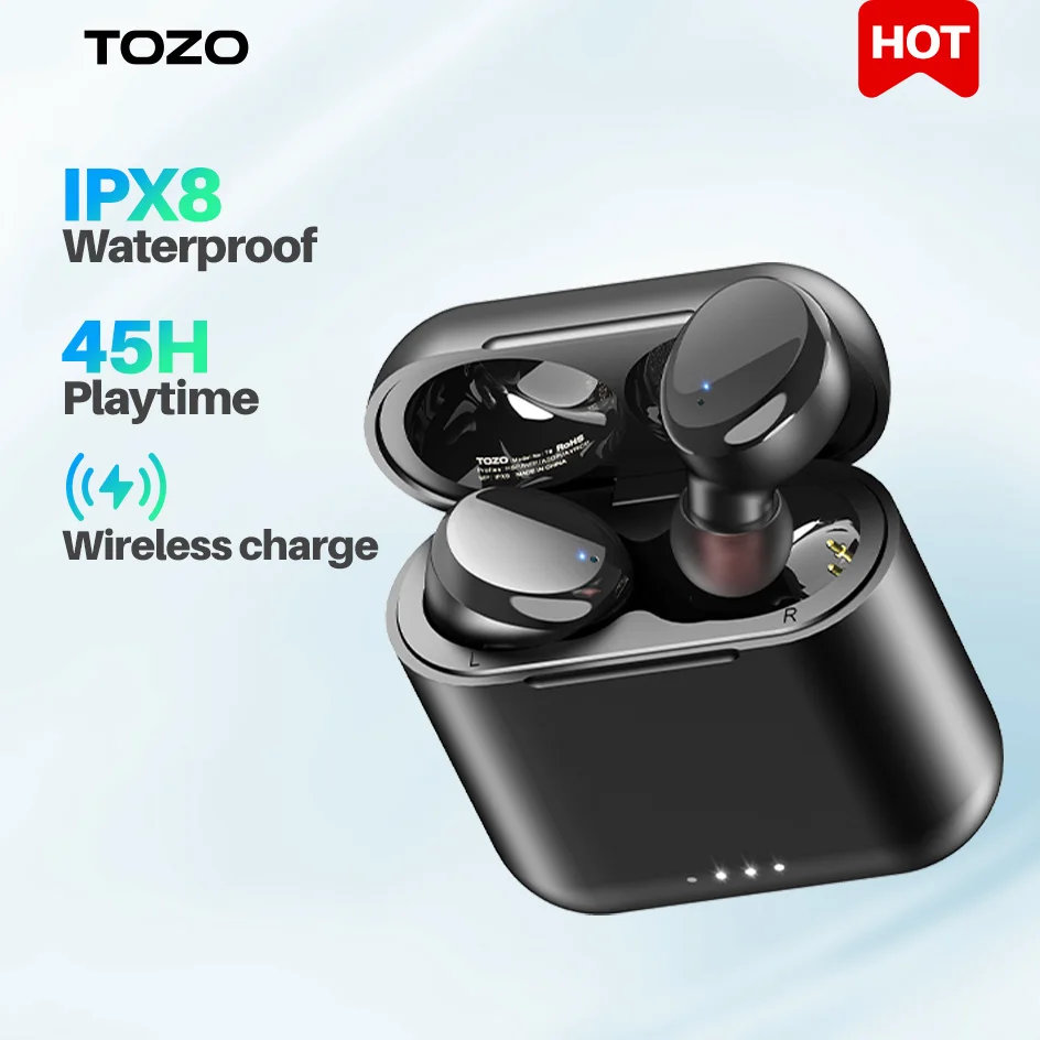 

TOZO T6 True Wireless Earbuds ，Bluetooth Headphones Touch Control with HifFi Sound Earphones , IPX8 Waterproof 30H Playtime