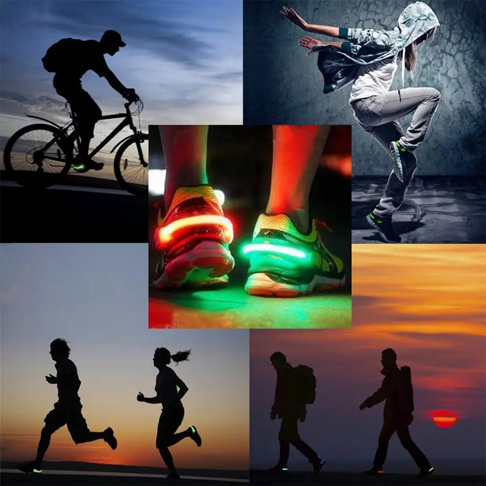 LED Luminous Shoe Clip Multiple Lighting Modes Night Running Shoe Safety Clips