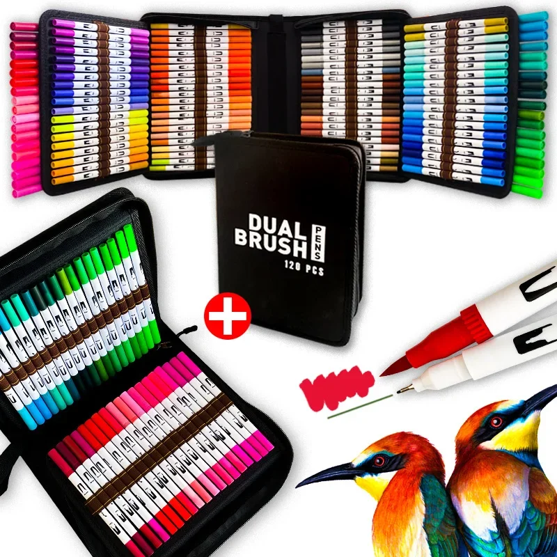 Haile 72Color Watercolor Art Markers Soft Brush Pen Water Color Ink Pen Set  For Calligraphy Coloring Painting Manga Art Supplie