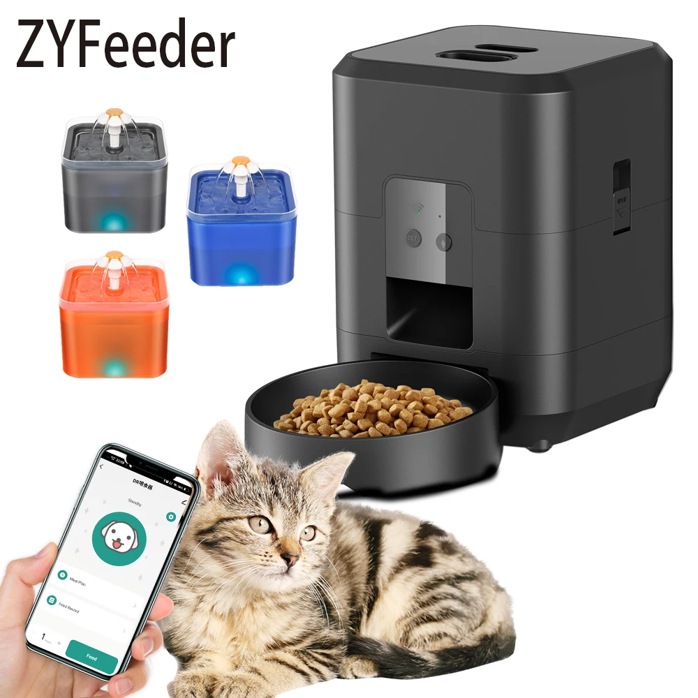 Pet Feeder Set Pet Feeder Dispenser 3.5L Automatic Pet Feeder WiFi APP Smart Timed Dosing Feeder 2L Auto Drink Fountain Water Cat Bowl