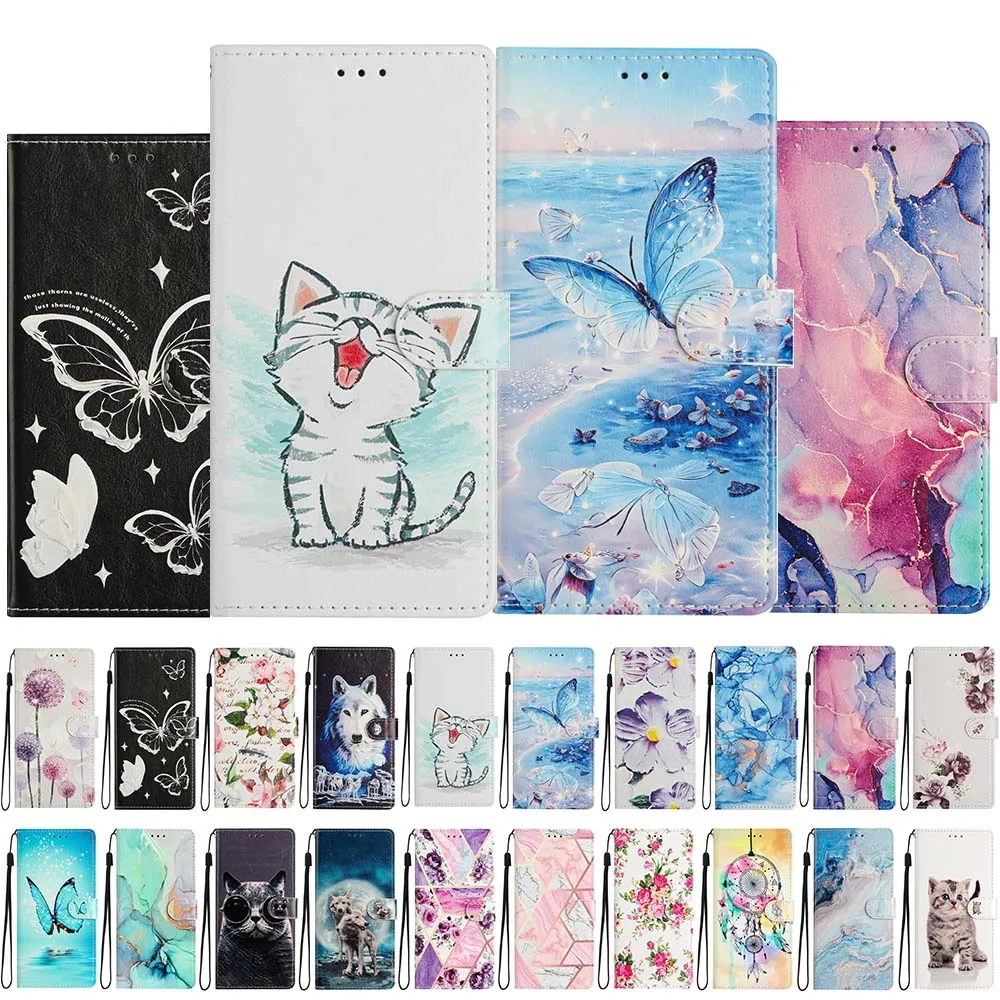 Magnetic Leather Wallet Flip Case with Colorful Design - Protective Cover s