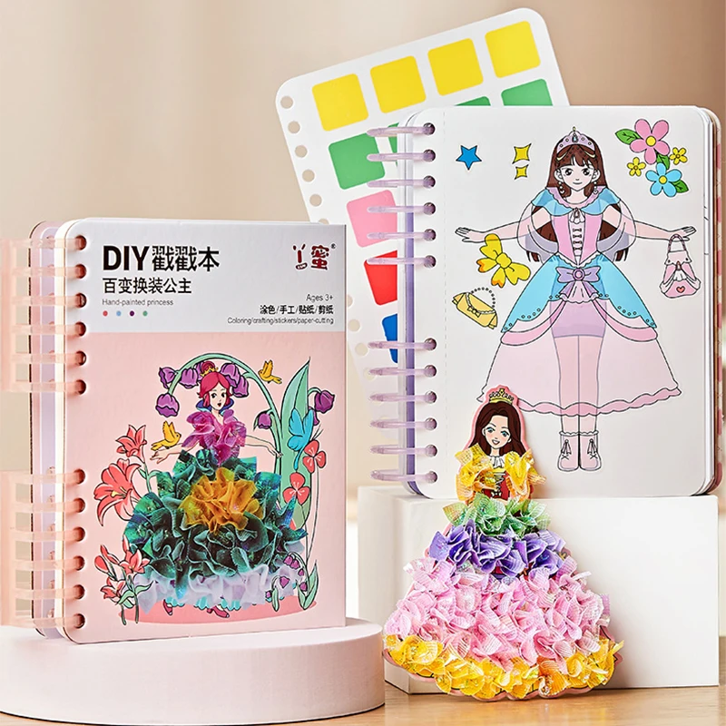 

Creative Handmade Painting Stickers DIY Poke Princess Changing Children Cartoon Picture Book Toys Puzzle Stickers Girl Gifts