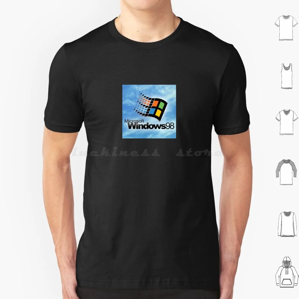 Windows 98 T Shirt Big Size 100% Cotone Windows 98 Windows Microsoft Steve Jobs Windows 10 Technolohy Bill Gates