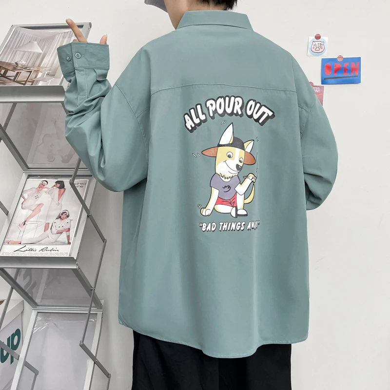 럭셔리 홍콩 스타일 개성 패션 브랜드 캐주얼 올매치 긴팔 셔츠, 젊은 감각, 올매치 루즈 탑 코트, 신상
