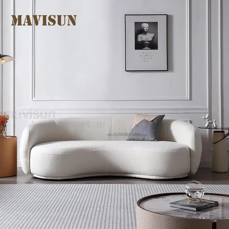 Italian Minimalist Lamb Velvet Curved Banana Small Apartment Net Red Three-Person Sofa Style Light Luxury Modern Lazy Hot Sale