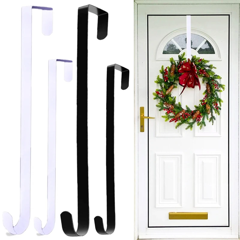 30/38cm Wreath Hanger For Front Door Black/White Metal Hook Multi-function Wreath Hanging Hook Christmas Easter Ornaments Hooks