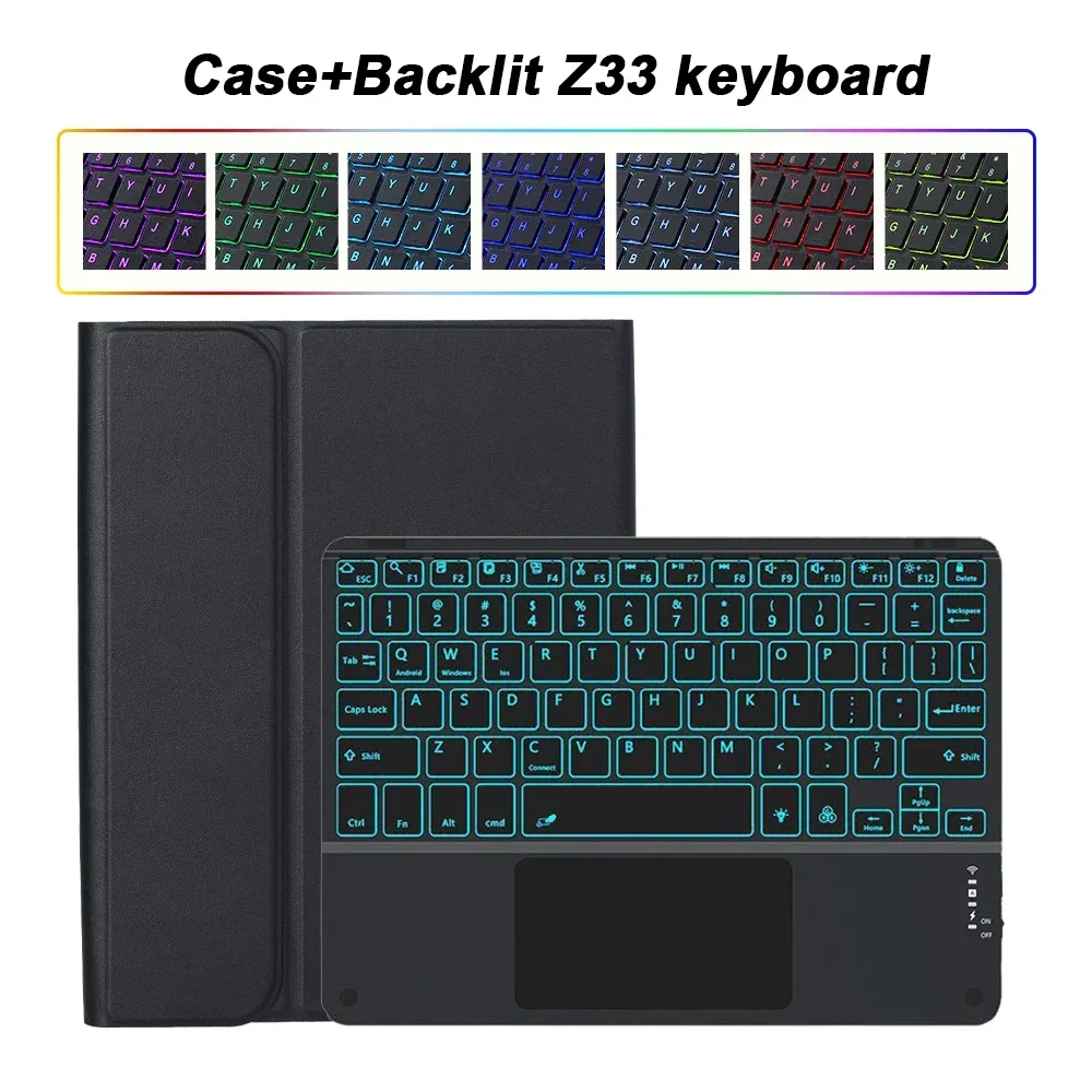 Premium Shockproof Tablet Case with Magnetic Bluetooth Keyboard - Fits 11-Inch Tablets