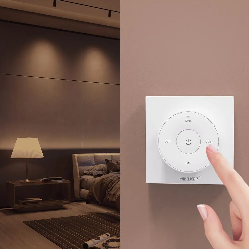 MiBoxer 미니 원형 컬러 온도 패널 원격 제어 조절 조광기 무선 컨트롤러, K2 2.4G, LED BuldLED 스트립용