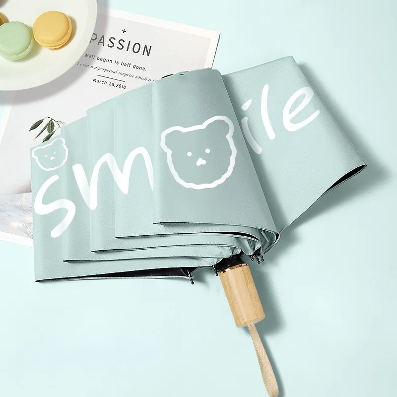 Manual Bear Umbrella Sun Protection Umbrella Cute Cartoon Vinyl Sun Hangzhou Three-fold Sunny for Women