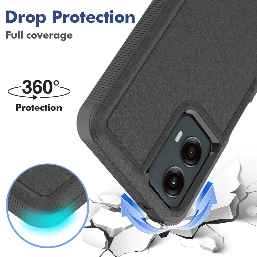 Enhanced Shockproof Hard Cover Protective Phone Case with Screen Protector - Dual Layer Protection