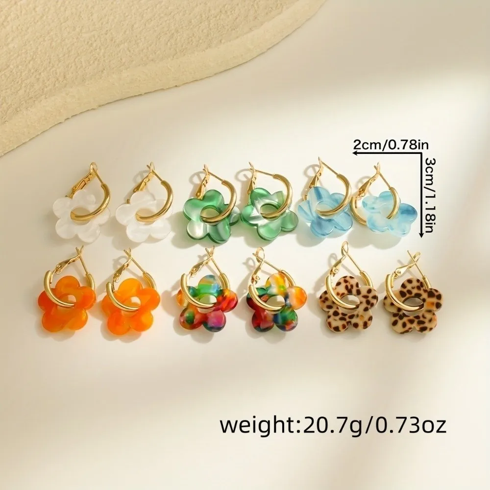 Fashion Acrylic Earrings Set Colorful Versatile Earrings Gift Flower Pendant Elegant Drop Earrings Women