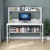 Computer Desk with Hutch, 47 inches Home Office Desk with Space Saving Design with Bookshelf for Small Spaces, Dark Walnut 2