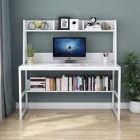 Computer Desk with Hutch, 47 inches Home Office Desk with Space Saving Design with Bookshelf for Small Spaces, Dark Walnut 2