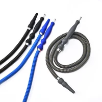 1.5M Rubber Handle Hookah Hose with Metal Tip Leather Wrapped Shisha Narguile Sheesha Chicha Cachimbas Hookahs Hose Mouthpiece 1