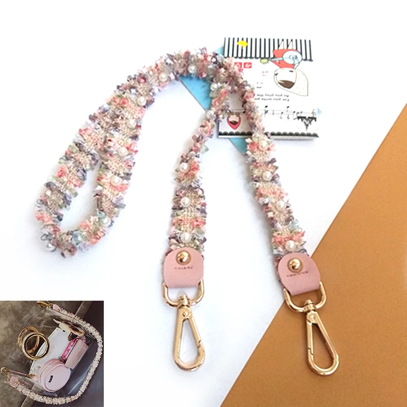 1/2/5/10PCS 80cm 90cm 100cm 110cm 120cm Girl Heart Pink Pearl with Small Fresh Bag Accessories for Handbag Purse Shoulder Strap luxury pearl beading woven handmade bag strap women handbag purse belt short wide shoulder bag strap bag accessories parts