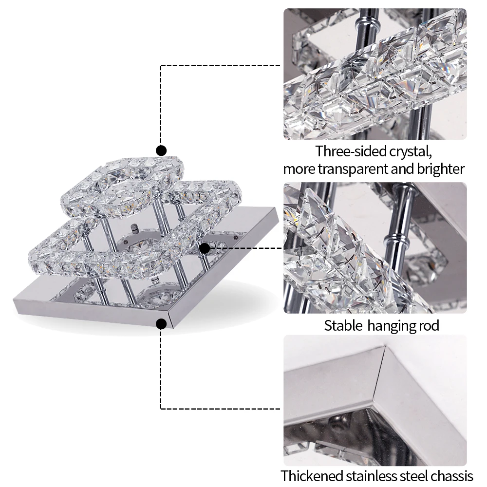 Camada de Cristal Lâmpada do Teto Moderno Interior Dupla Quarto Sala Montagem Decorativa Led Lustre Luxo Pingente Luminárias 4 Computers & Electronics
