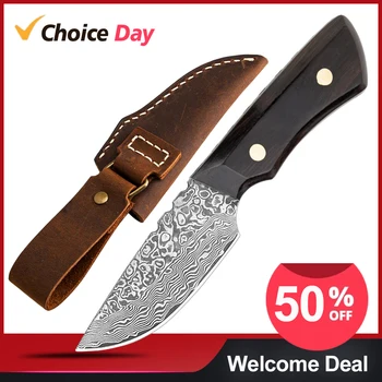 XITUO couteau damas pleine Tang cuisine chef fruit Mini couteau de poche extérieur Parig utilitaire manche en ébène noir couteaux fixes nouveau 1