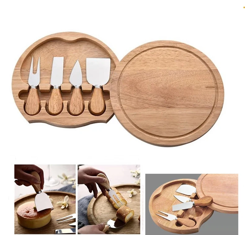 4pcs/set Cheese Knives Wood Steel Stainless Handle Cutlery Slicer Cutter Mini Knife Butter Spatula ForK Cooking Tools