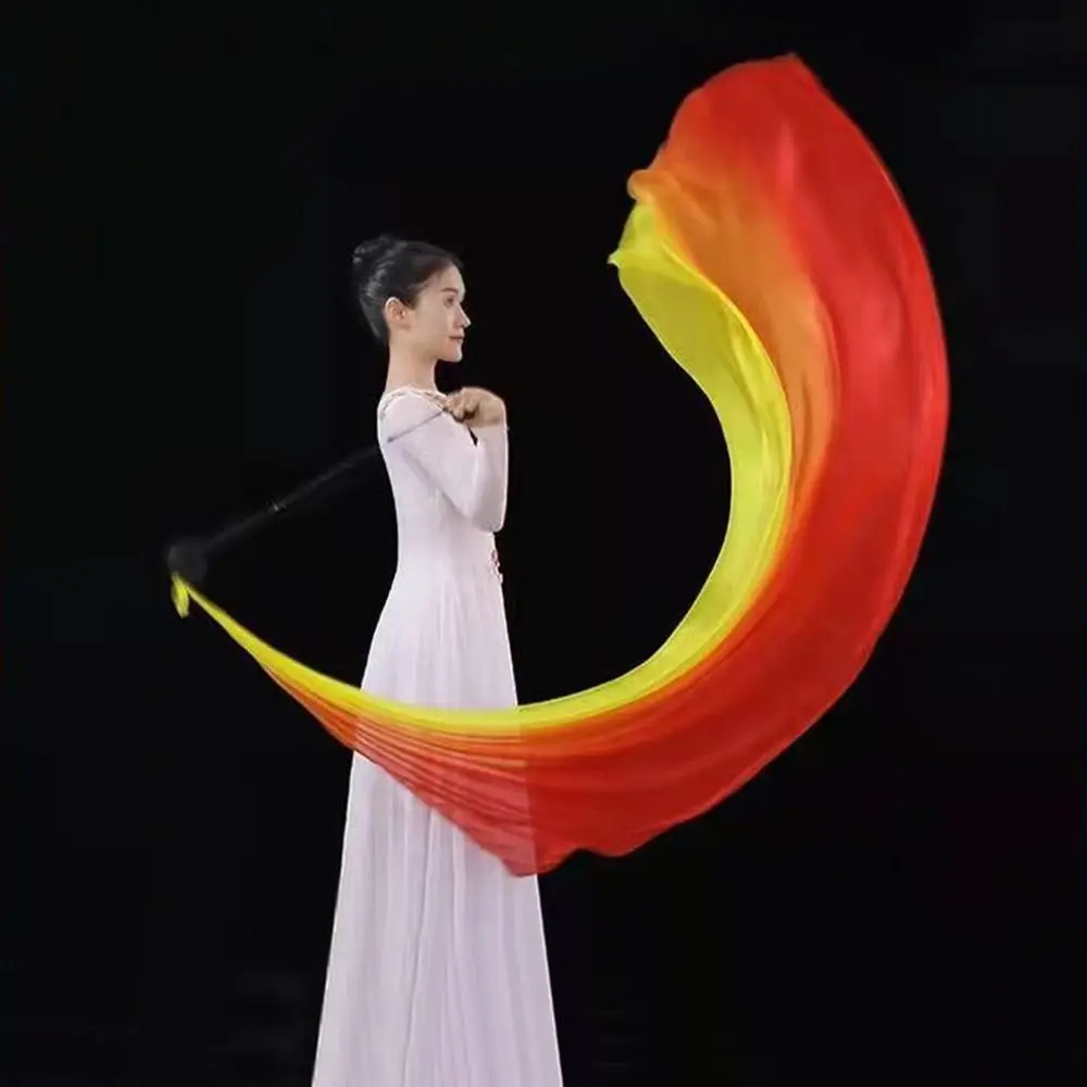 실크 베일 밸리 댄스 볼 던지기, 조절 가능한 레인보우 밸리 댄스 액세서리, 태국, 인도, 아랍 모조 실크