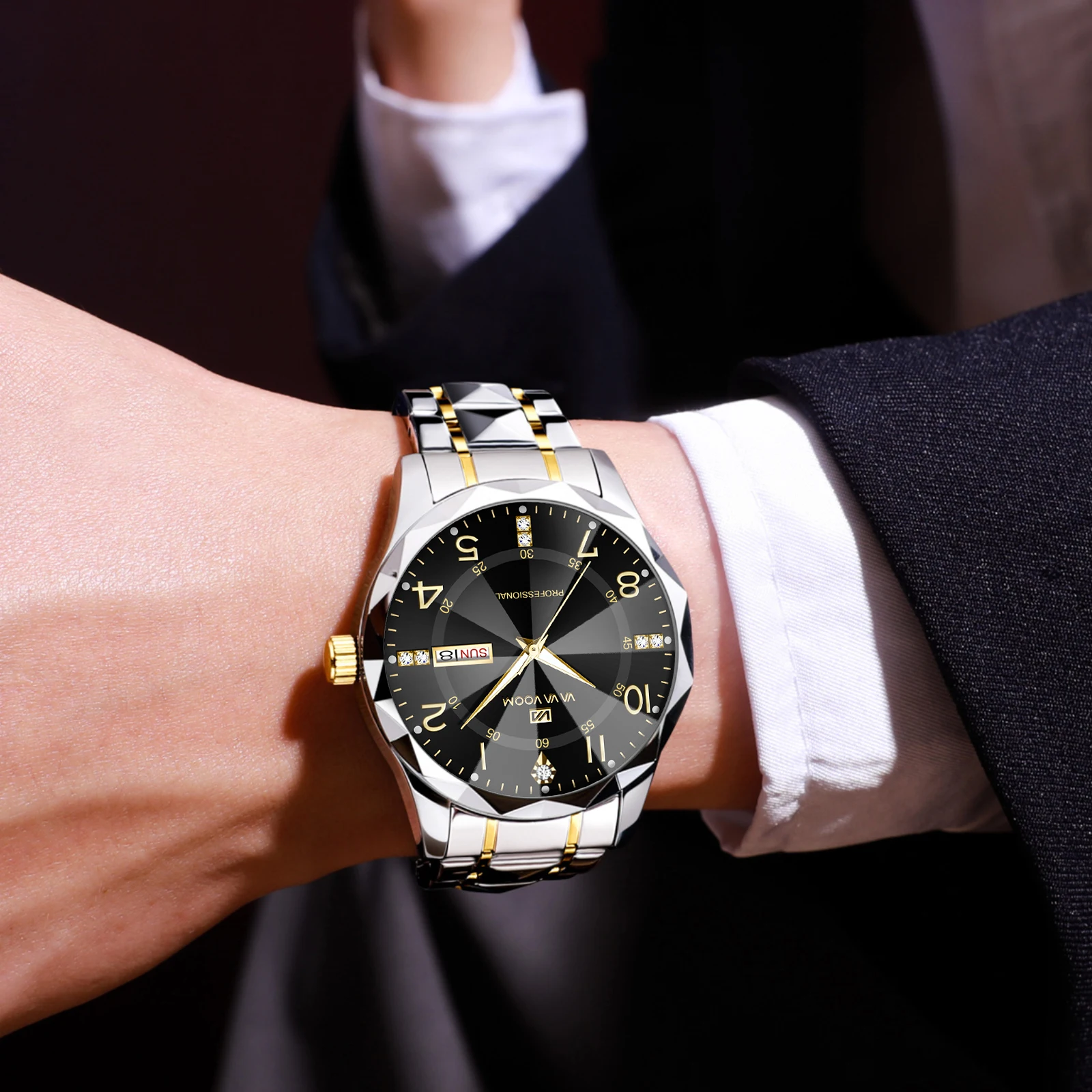 ساعات رجالية فاخرة برشام الفولاذ المقاوم للصدأ حزا...