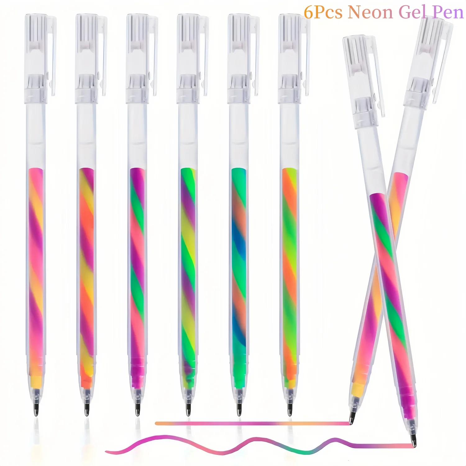 6/18 Stück Mischung aus 3 Farben, Regenbogen-Gelstifte, Farbwechsel, Kugelschreiber, Glitzerstift-Set für Erwachsene, Malbücher, Zeichnen – Detail 10