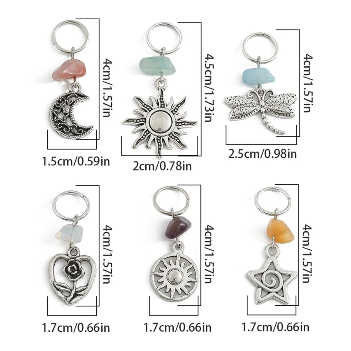 6개/봉지 합금 드레드락 브레이드 헤어 링 (가발용), 여름용 패션 힙합 스타일 헤어 액세서리