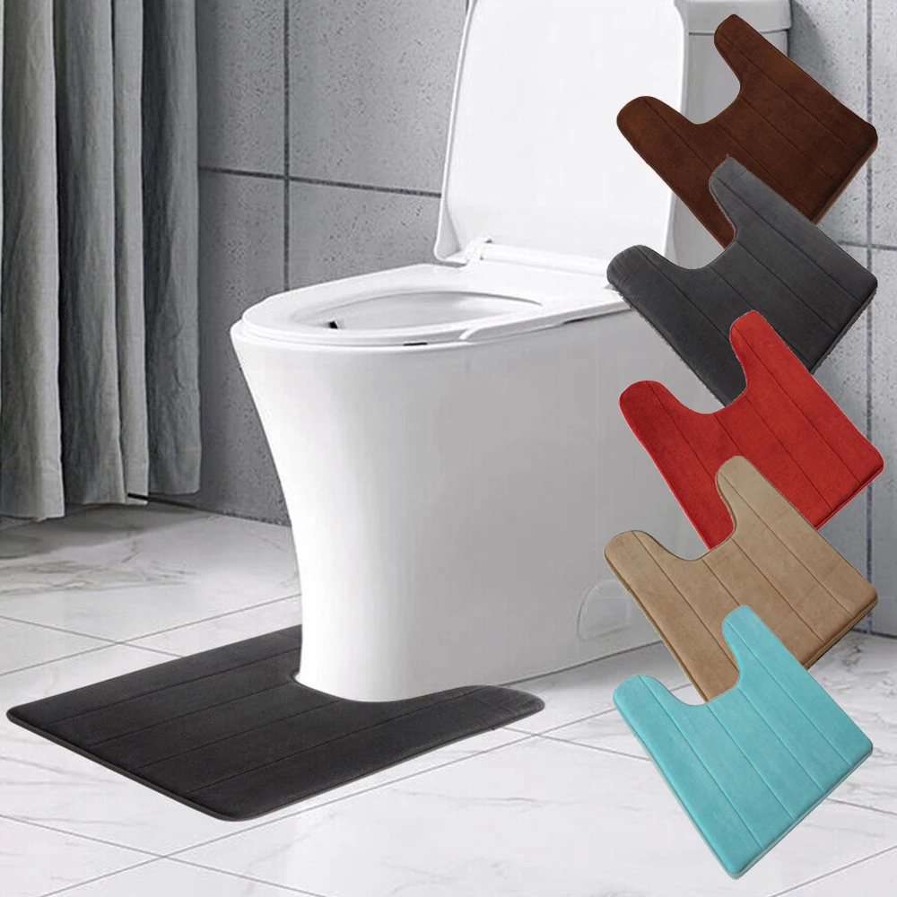 

Toilet Mat U-Shaped Water Absorbing Foam Bath Mats Bathroom Coral Fleece Carpet Rug Anti-Slip Floor Toilet Home Decor Household