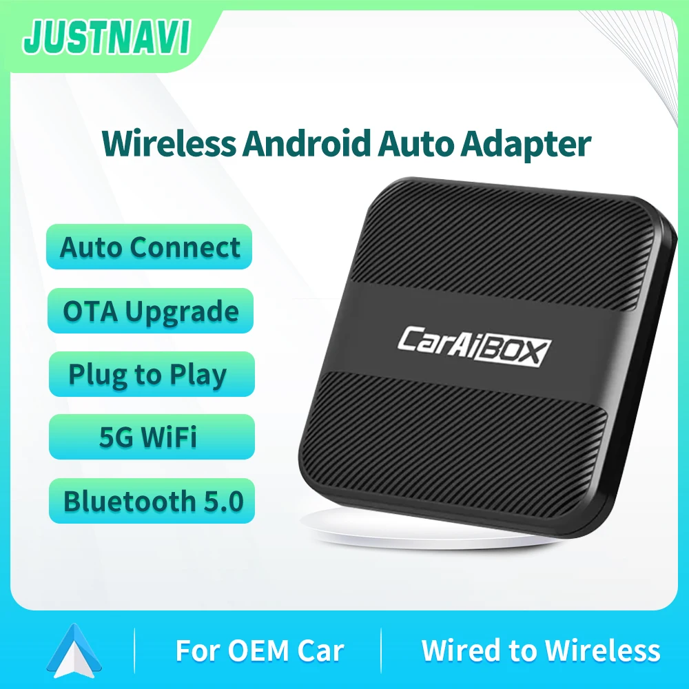 Justnavi Mini Android Auto Carplay Wireless Adapter Box Car Oem Wired Android Auto To Wireless Dongle Per Apple Samsung Xiaomi