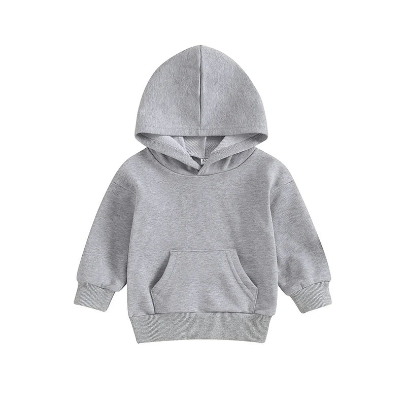 Toddler Boys Girls Hoodies Kids Clothes Solid Color Long Sleeve Hooded Sweatshirts Spring Fall Pullovers Tops