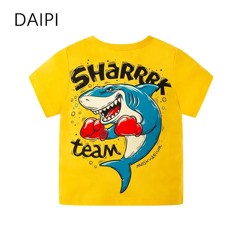 

Shark Print Kids Clothes Cotton Short-sleeved T-shirts Children Sweatshirt Cartoon Teenager Tops Streetwear Boys Girls Clothing