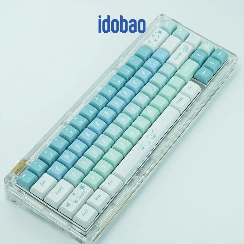 

Idobao Gradient Green Keycaps Rainy Music Blue Keycap Set XDA Profile PBT Key Cap for Mechanical Keyboard DIY GK61 73 84 96
