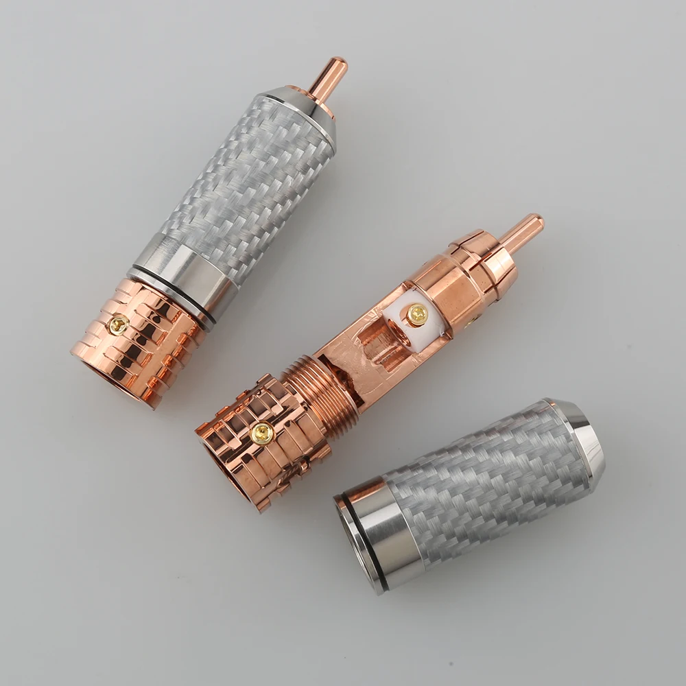 4PCS Viborg VR108 순수 구리 탄소 섬유 RCA Unsolder 버전 순수 구리 RCA 나사 잠금