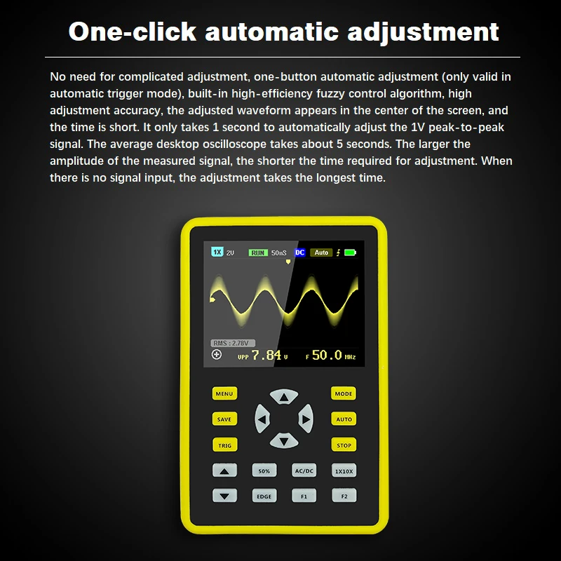 5012H Digital Oscilloscope 100MHz Bandwidth 1GSa/s Portable Handheld Oscilloscop