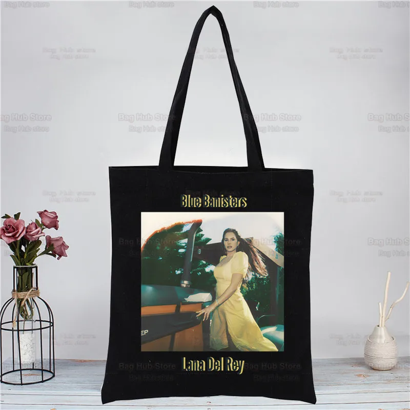 

Lana Del Rey Ldr Y2K Large Women's Shopper Bag Canvas Tote Shoulder Bags Shopping Bag Black Cloth Handbags Eco Friendly