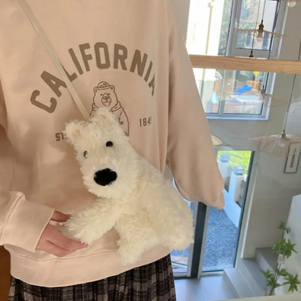 女の子のためのかわいい犬のショルダーバッグ,かわいい犬のぬいぐるみ
