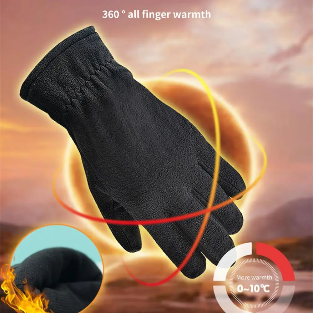 

1 Pair Winter Gloves Thick Tear-resistant Men Women Cycling Skiing Gloves Full Finger Anti-pilling Adult Mittens