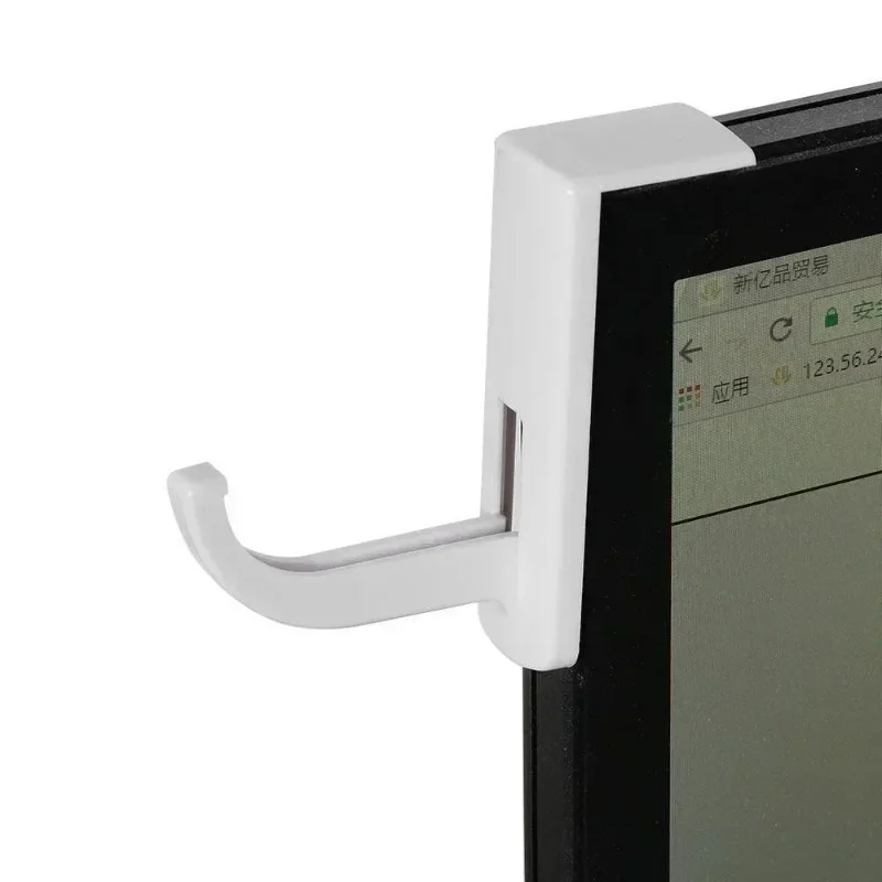 Universal Headphone Hanger and Monitor Stand with Stick-On Hook