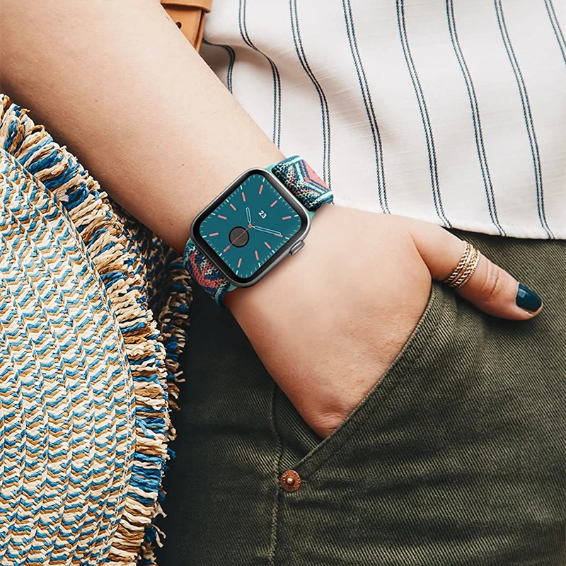 Фото Ремешок для Apple Watch band 44 мм 49 мм 45 мм 41 мм 40 мм 38 мм 42 мм, регулируемый эластичный браслет correa для iwatch 8 SE 7 6 5 3 Ultra 49 мм №4