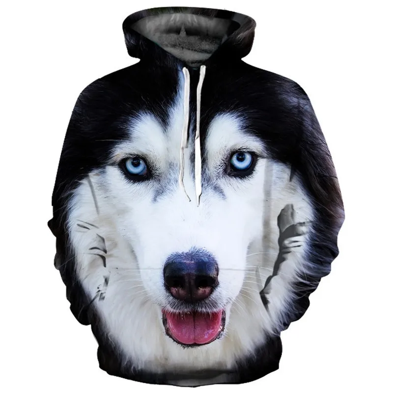 thumbnail image 1 of Sudadera con capucha para hombre 2021, moda urbana, sudadera de manga larga de hip hop, chaqueta con estampado de lobo en 3D de gran tamaño, 1 of 5