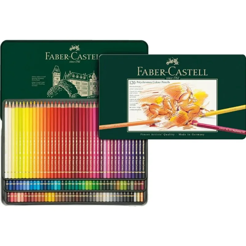Artist Colour Pencils 120 Tin Set Oil-Based Lightfast Drawing Pencils