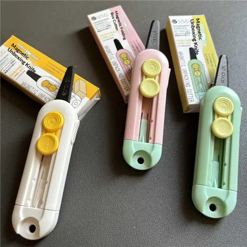 1Pcs 미니 휴대용 상자 오프너 자기 흡입 유틸리티 나이프 편지 오프너 종이 커터 홈 오피스 용품