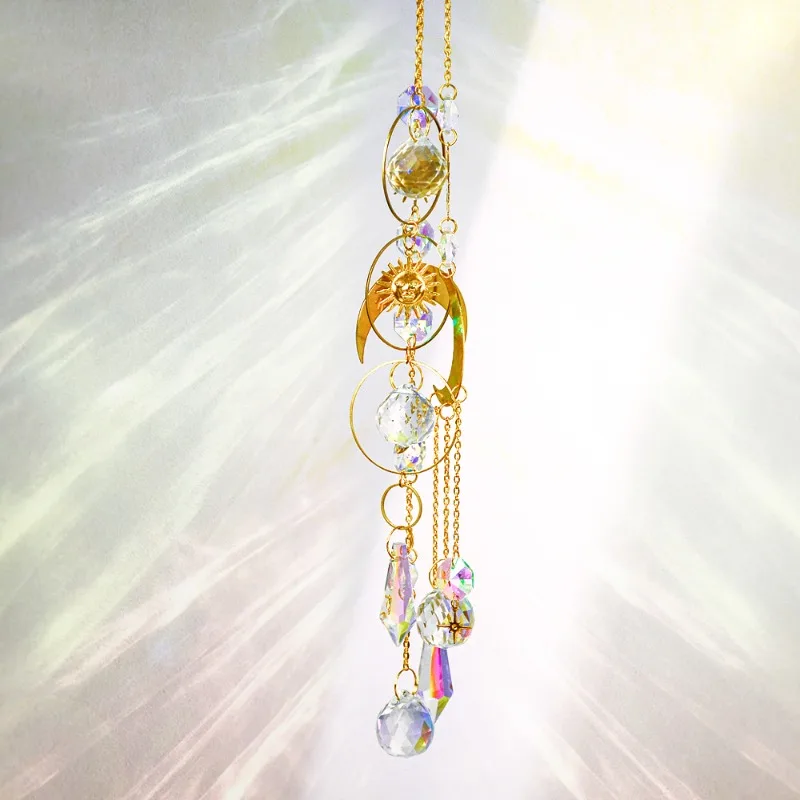 

Crystal WindChime Pendant Sun Catcher Diamond Prism Crystal Ball Rainbow Chaser Metal Chandelier Hanging Glass Garden Supplies