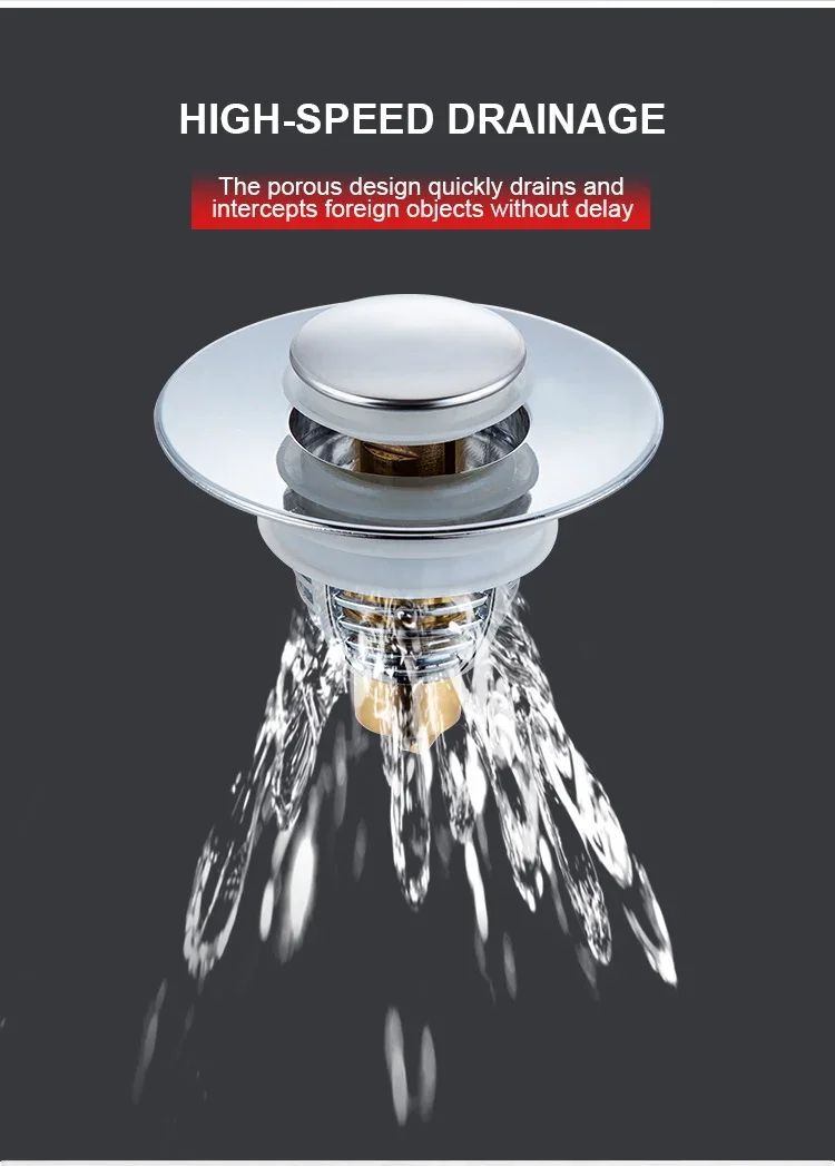 Description Picture 3 of itemPress Bounce Basin Pop-up Drain Filter Bathroom Shower Sink Filter Plug Hair Extension Bath Plug Kitchen Hardware Accessories