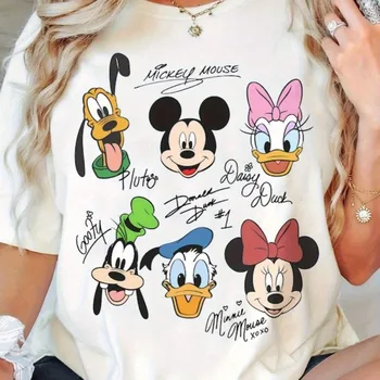Summer New Women's Plus Size T-shirt Casual Loose Short Sleeved Printed with Mickey Duck Donald Duck and Disney Cartoon Patterns 1